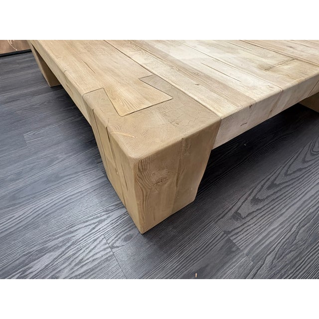 Tan Rh Reclaimed English Beam Coffee Table | Monumental 59" Scale | One-of-a-Kind Character For Sale - Image 8 of 18