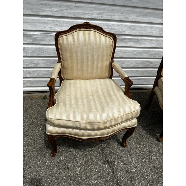 These baker chairs are styled as a French country side chairs.They are pretty solid and firm but are in great condition.