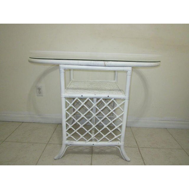 Wood 1990s Bamboo Rattan Dinette Set Oval Table Two Chairs Honeymoon Set Curved Back Chair - Set of 3 For Sale - Image 7 of 12