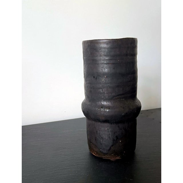 Ceramic Geometrical Vase with Black Metallic Glaze Beatrice Wood For Sale In Atlanta - Image 6 of 13