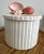 Nice vintage Fitz and Floyd porcelain container box decorated with seashells on top lid. Great for bathroom accessory.