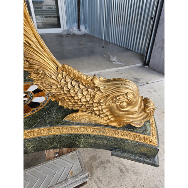 1990s Neoclassical Tessellated Marble Dolphin Table For Sale In Miami - Image 6 of 12