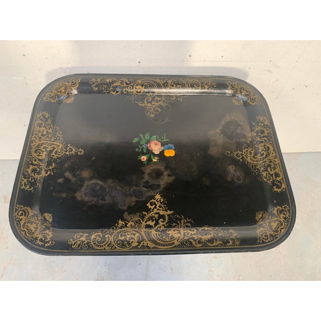 Large Napoleon III Tray in Painted Sheet Metal, 19th Century For Sale - Image 6 of 9