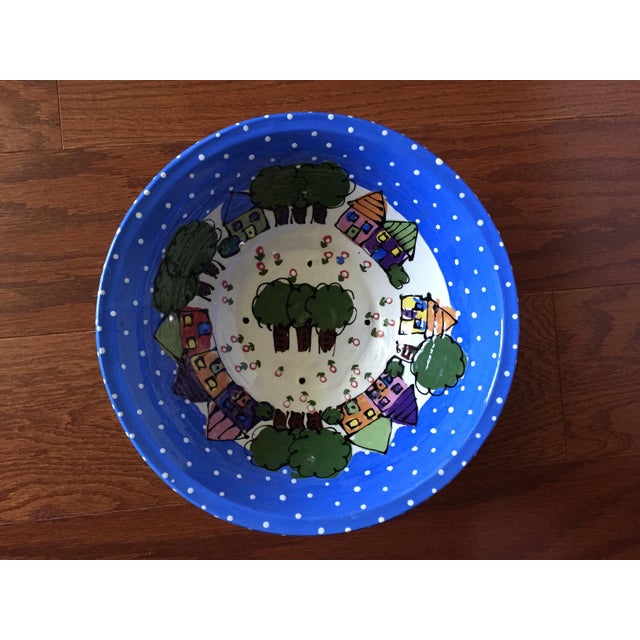 Shabby Chic 1990s Robin Sterling Handmade Ceramic Serving Bowl/ Colander For Sale - Image 3 of 7