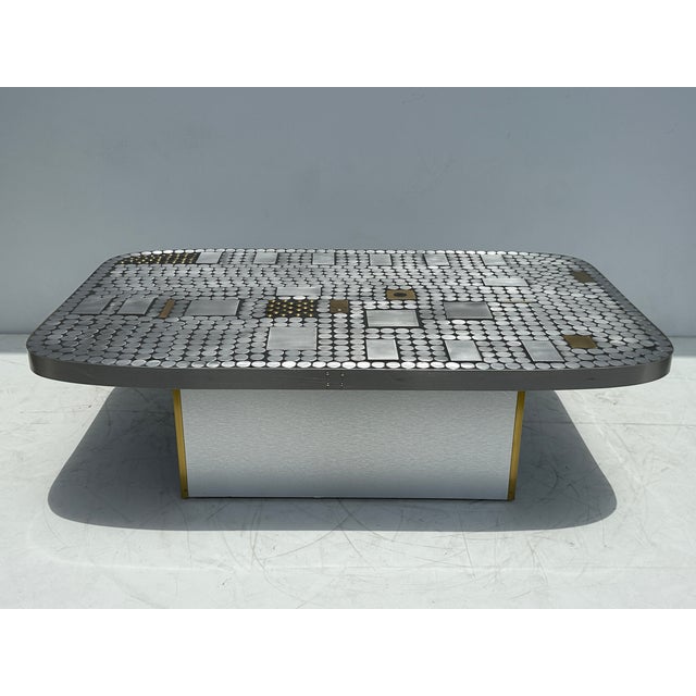 Paul Evans 1970s Aluminum Mosaic Coffee Table by Raf Verjans For Sale - Image 4 of 12