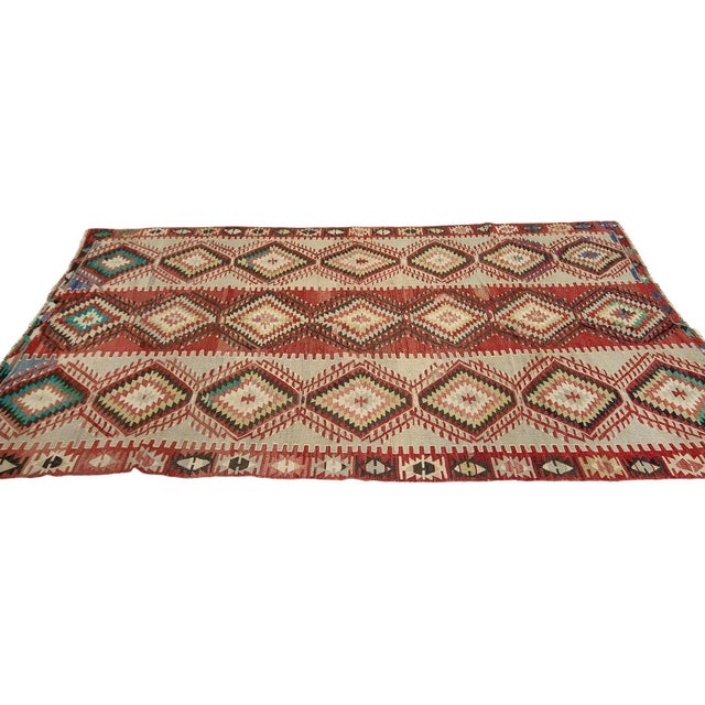 Vintage Handwoven Turkish Kilim Rug For Sale - Image 4 of 7