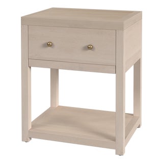Nora 21 in. W Rectangular Wood 1 Drawer Small Nightstand with Lower Open Shelf, Antique Taupe For Sale