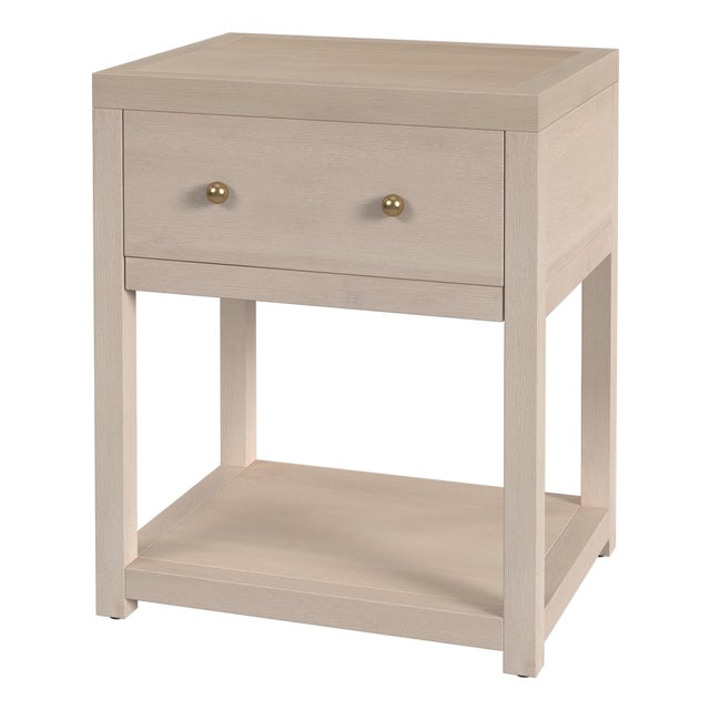 Nora 21 in. W Rectangular Wood 1 Drawer Small Nightstand with Lower Open Shelf, Antique Taupe For Sale