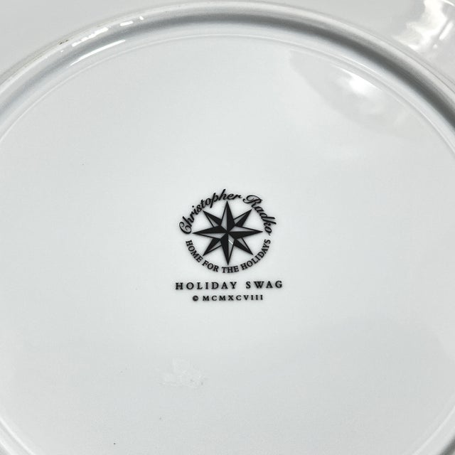 Ceramic 1990s Christopher Radko "Holiday Swag" Dinner Plates - Set of 4 For Sale - Image 7 of 7