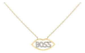 14K Yellow Gold Plated Silver 1/4 Cttw Diamond "Boss" Pendant Necklace - 18 Inch