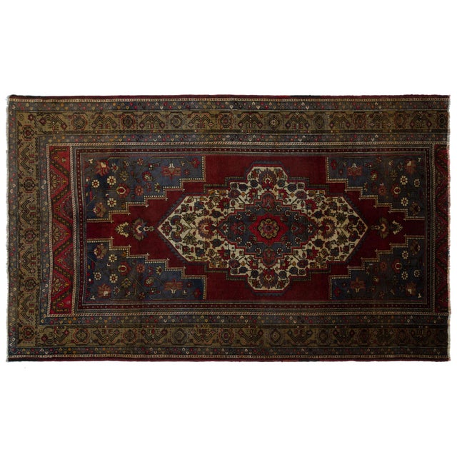 1960s Turkish Anatolium Red Blue Area Rug 6 9 X 11 2 Chairish
