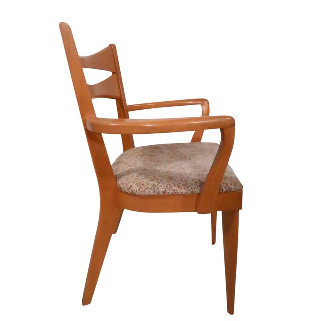 Heywood-Wakefield Mid Century Heywood Wakefield Cat's Eye Champagne Model Dining Height Arm Chair M 1553 C For Sale - Image 4 of 12