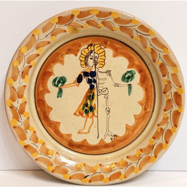 Vintage Mexican Majolica Day of the Dead Salad Plates - A Pair For Sale - Image 4 of 7