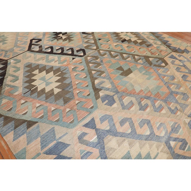 Geometric mid-20th century Turkish Kilim tribal flatweave rug Measures: 5'6'' x 10'4'' circa mid-20th century.