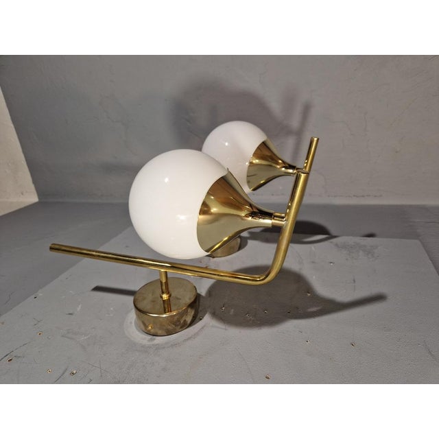 Mid-Century Modern Sphere Wall Lamps in Brass and Glass, Set of 2 For Sale - Image 3 of 13