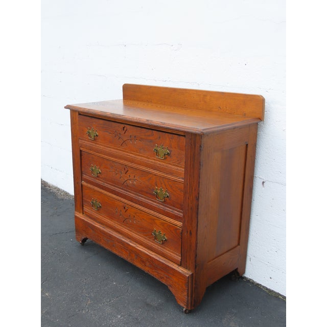 Victorian Late 1800s Solid Oak Dresser 6886 For Sale - Image 9 of 16