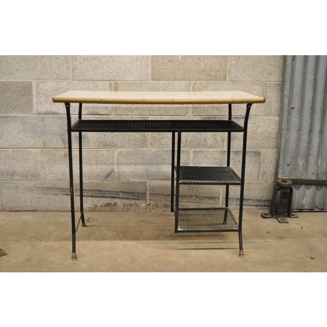 Vintage Mid-Century Modern Wrought Iron & Metal Mesh Small ...