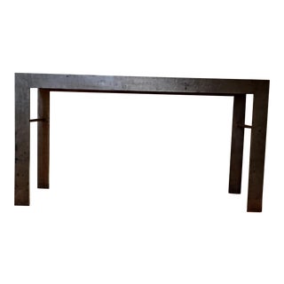 Calcutta Marble Top Fournir Pratt Console Table in Silver-Leaf For Sale