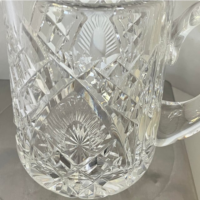 Traditional 1990s Waterford Irish Cut Crystal Shannon Jubilee Handled Water Pitcher 6" Tall For Sale - Image 3 of 8