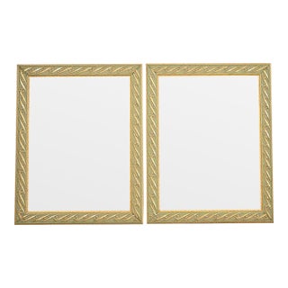John Widdicomb Style Italian Regency Louis XVI Carved Painted and Gold Gilt Wall Mirrors, Pair For Sale