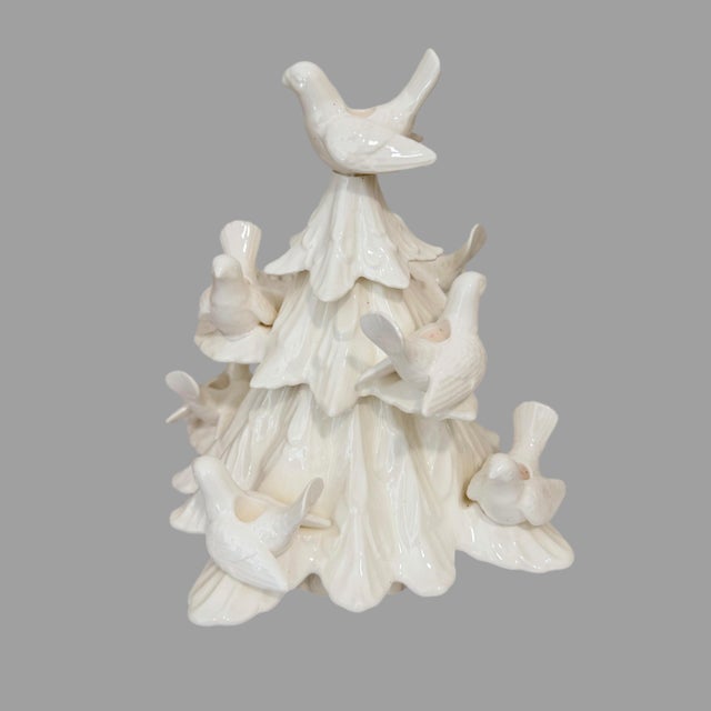 1970s Vintage Fitz & Floyd White Dove Christmas Tree Candelabra For Sale - Image 5 of 11