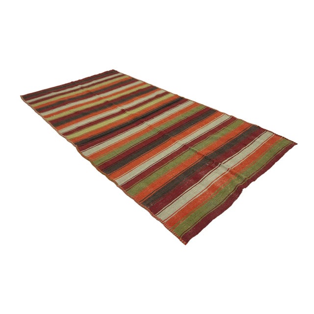 Traditional Colorful Striped Vintage Kilim Rug For Sale - Image 3 of 7