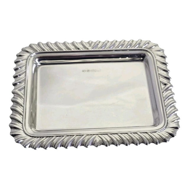 Sterling Silver Rectangular Card Tray from Carrs of Sheffield, 1994 For Sale