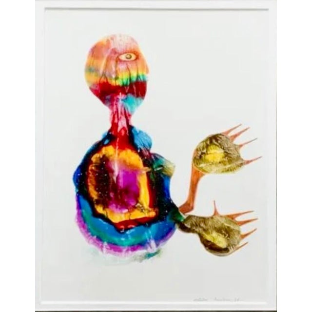 1960s Jules Perahim, Jules Perahim Surrealism Oil Painting on Paper Romanian French Surrealist Figure, 1965 For Sale - Image 5 of 9