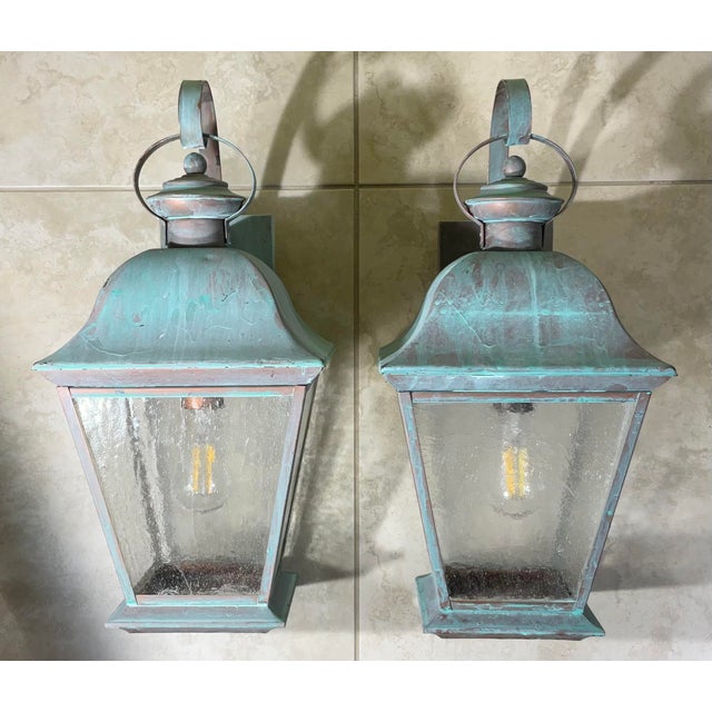 Pair of Vintage Solid Brass Lanterns - Timeless Elegance for Your Home For Sale In Miami - Image 6 of 12