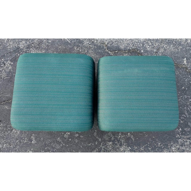 Karl Springer Pair of 1980s Brass Base Souffle Ottomans Poufs For Sale - Image 4 of 6