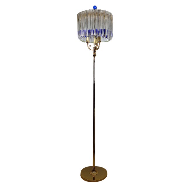 Gold-Plated Brass and Murano Glass Floor Lamp from Venini, 1990s For Sale