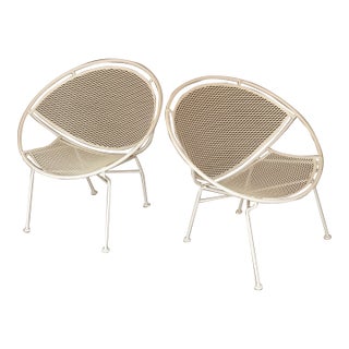 1950s Maurizio Tempestini for Salterini Radar Wrought Iron Lounge Chairs, a Pair For Sale