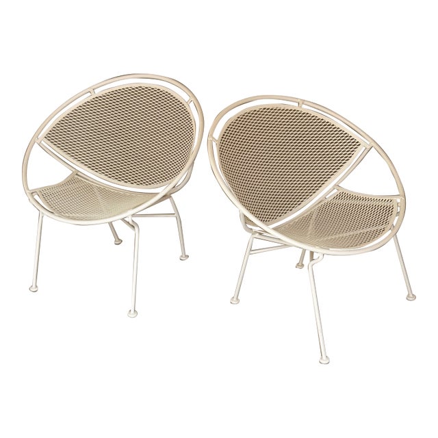 1950s Maurizio Tempestini for Salterini Radar Wrought Iron Lounge Chairs, a Pair For Sale