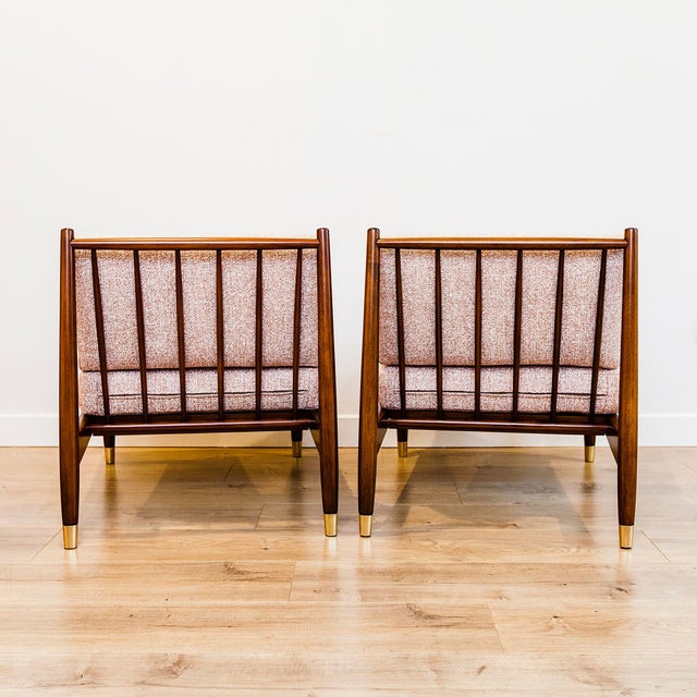 Coffee Fully Restored 1960s Scandinavian Slipper Chairs in Beech & Brass Attributed to Dux For Sale - Image 8 of 13