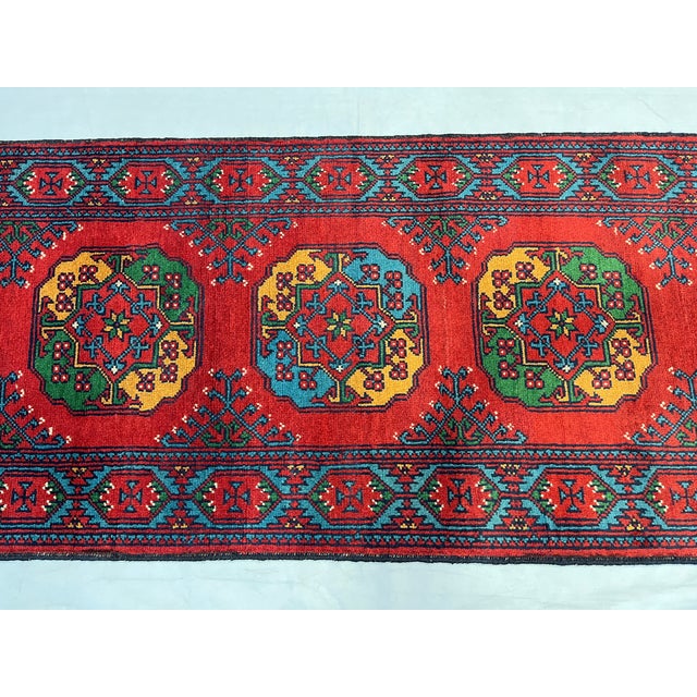 Red Philpa Tribal Wool Runner Rug With Geometric Medallions, 2'7