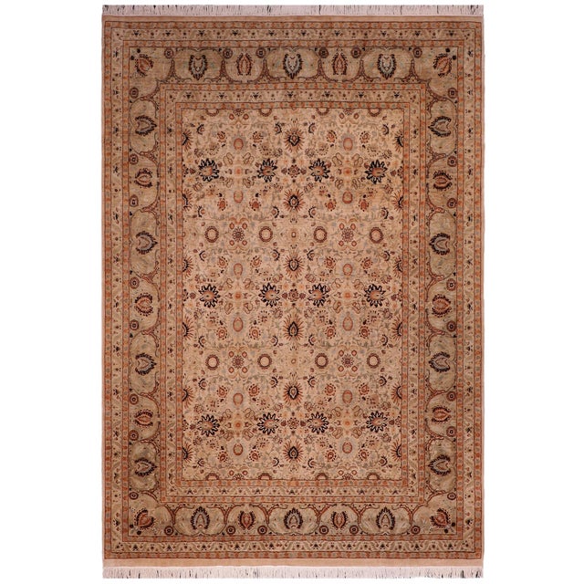 Pak-Persian Tan/Gold Wool Rug - 9'0'' X 11'10'' For Sale - Image 9 of 9