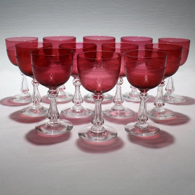 Antique Cranberry Red Crystal Cordial Wine Glasses Set of 12 Chairish