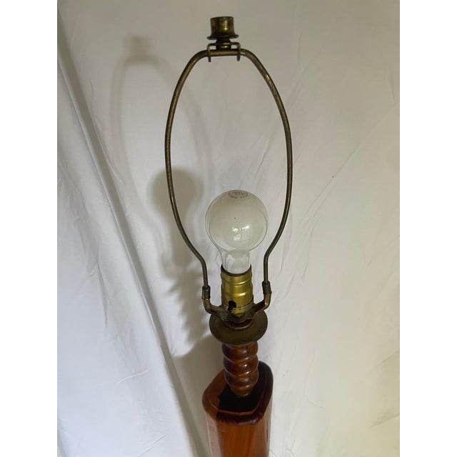 Brown 1990s Folk Art Foot Lamp For Sale - Image 8 of 13