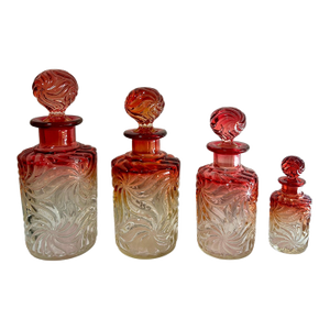 Antique Baccarat Rose Tienté Pinwheel Perfume Bottles – Set of Four