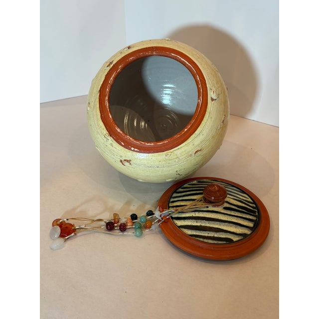 Stone Mediterranean Studio Pottery Vessel With Semi-Precious Stone Adornments, Signed Maker Unknown For Sale - Image 7 of 9