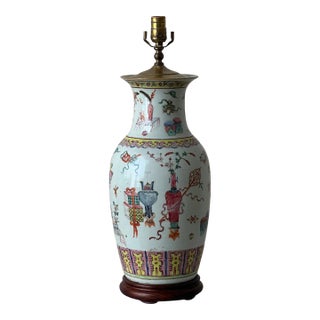 Late 19th Century Famille Rose Vase / Lamp For Sale