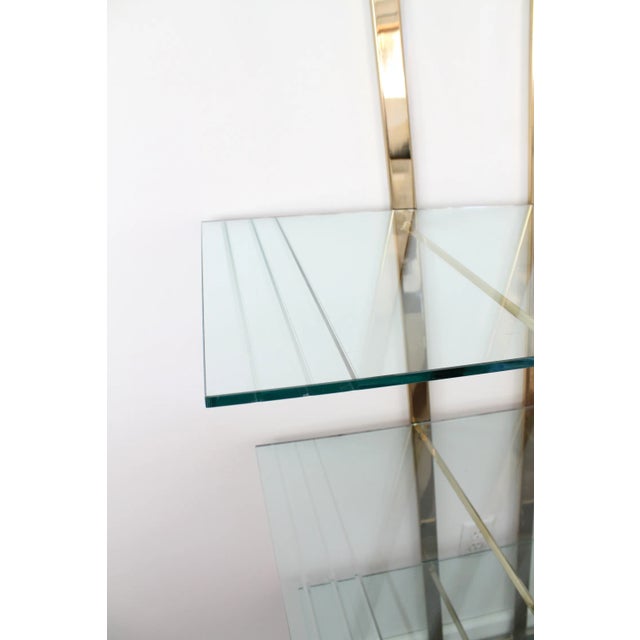 Vintage Hollywood Regency Brass Etagere Shelf Unit For Sale - Image 4 of 12