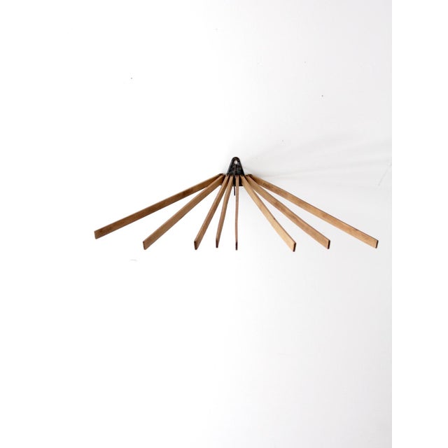 Wood Antique Folding Wooden Wall Drying Rack For Sale - Image 7 of 10