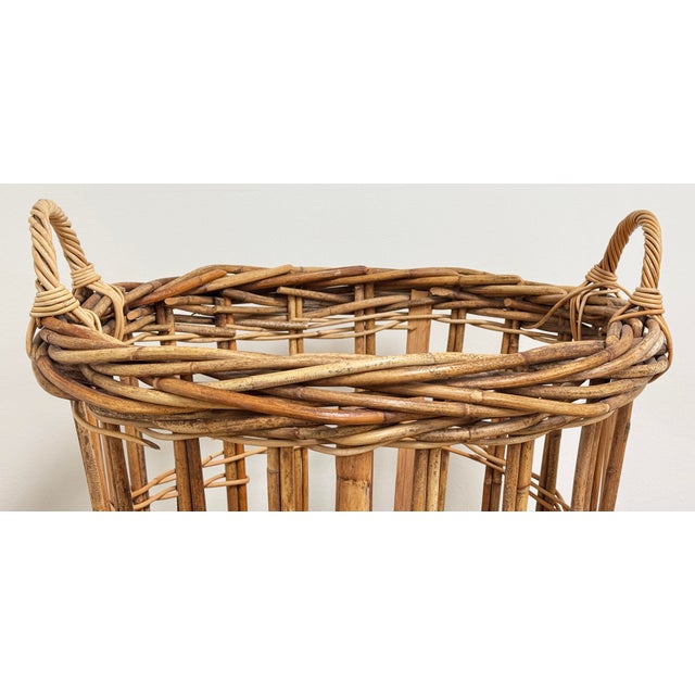 Wood Vintage French Large Open Weave Basket For Sale - Image 7 of 10
