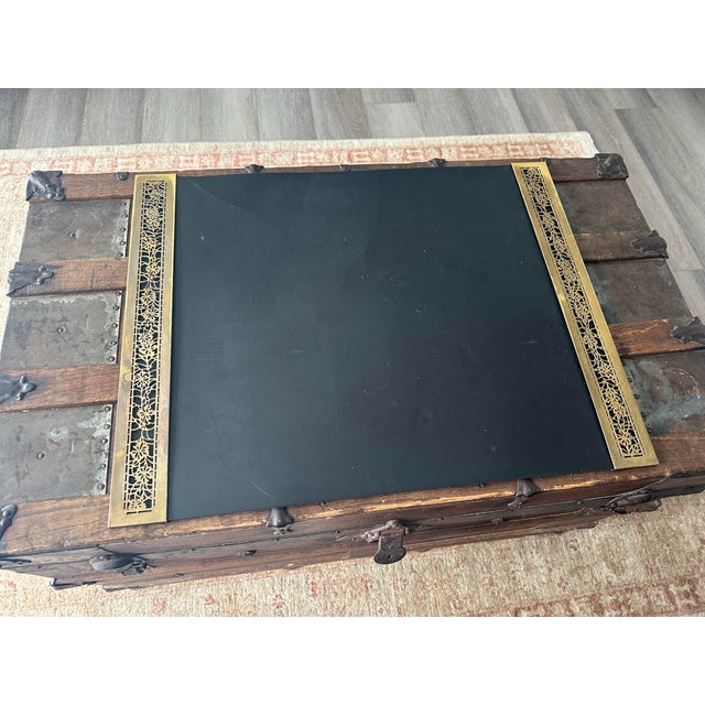 Mid-Century Modern Tiffany Studios Flowers New York Bronze Ends With Leather Writing Desk 1879-1936 Mat For Sale - Image 3 of 9