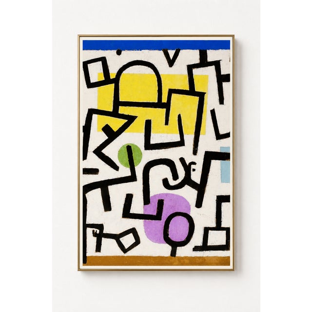Paul Klee abstract wall art featuring colorful geometric forms and bold black linework, adapted from the right portion of...