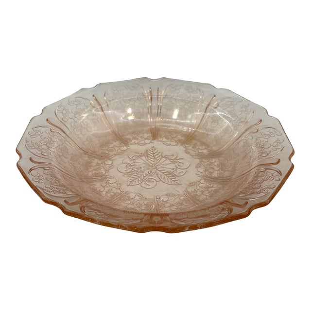 Early 20th Century Jeannette Cherry Blossom Pink Depression Glass Bowl For Sale