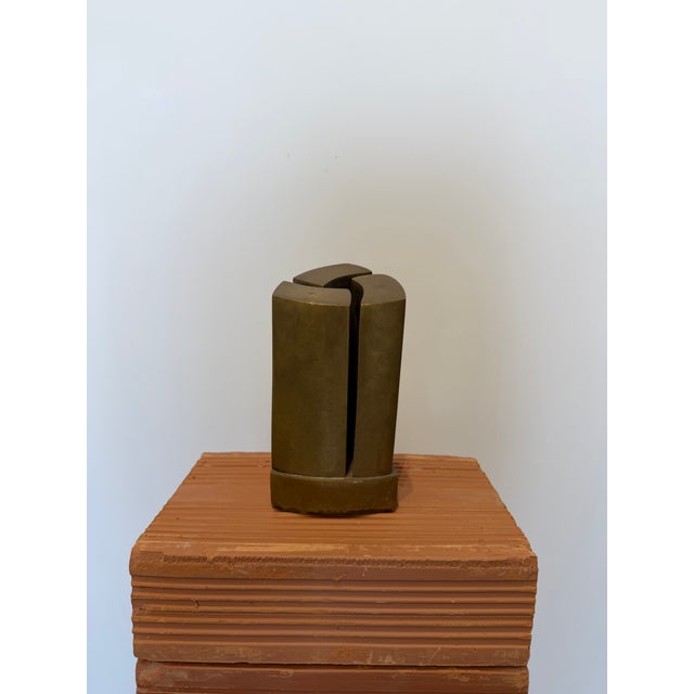 Modernist Bronze Sculpture on Bronze Base, Brazil 1980s For Sale - Image 12 of 14