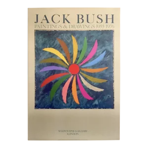 Jack Bush Vintage 1980 Abstract Expressionist Lithograph Print London Exhibition Poster " Night Spin " 1976