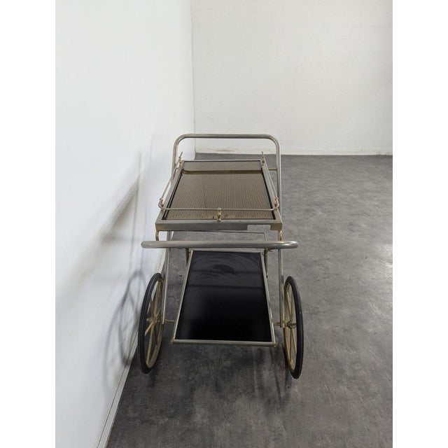Rolling Brass Serving Cart, 1970s For Sale - Image 3 of 8